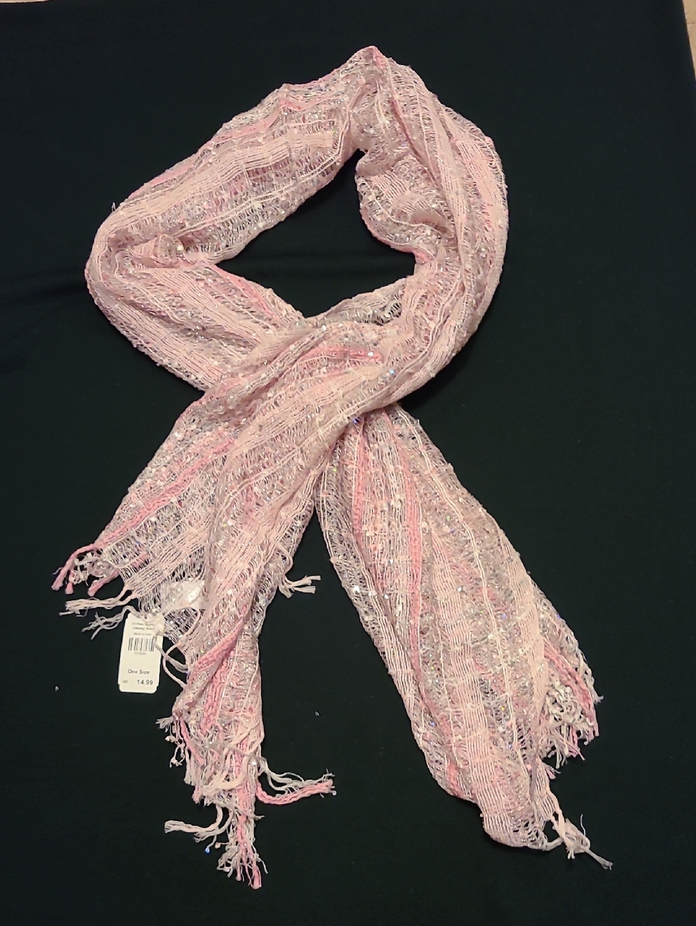 Pink Lightweight Fringe Scarf, NWT- Unbranded
